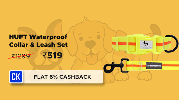 Heads Up For Tails: Buy HUFT Waterproof Collar & Leash Set worth Rs 1299 at Rs 519 + Flat 6% CashKaro Cashback on all Heads Up For Tails Orders